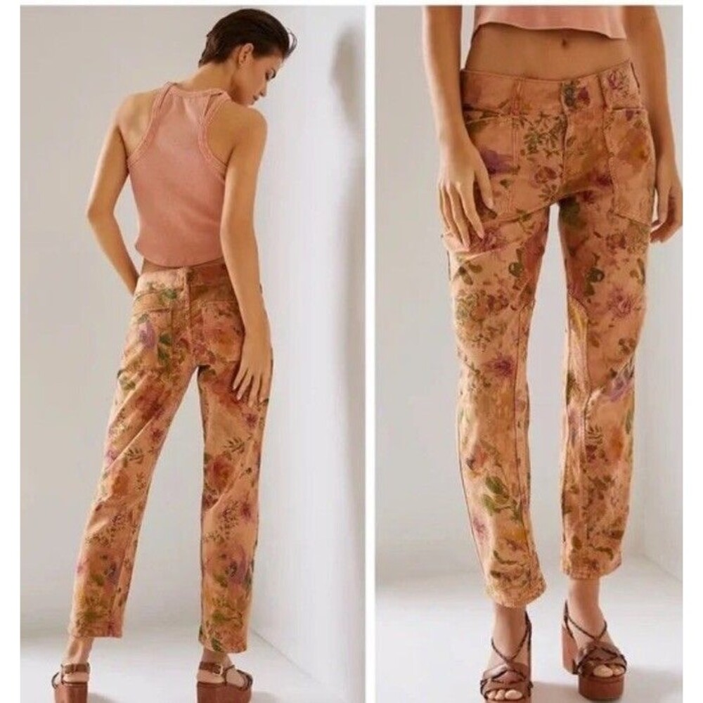 Anthropologie Pilcro The Wanderer Low-Rise Floral Pants Size 26 Cotton Stretch